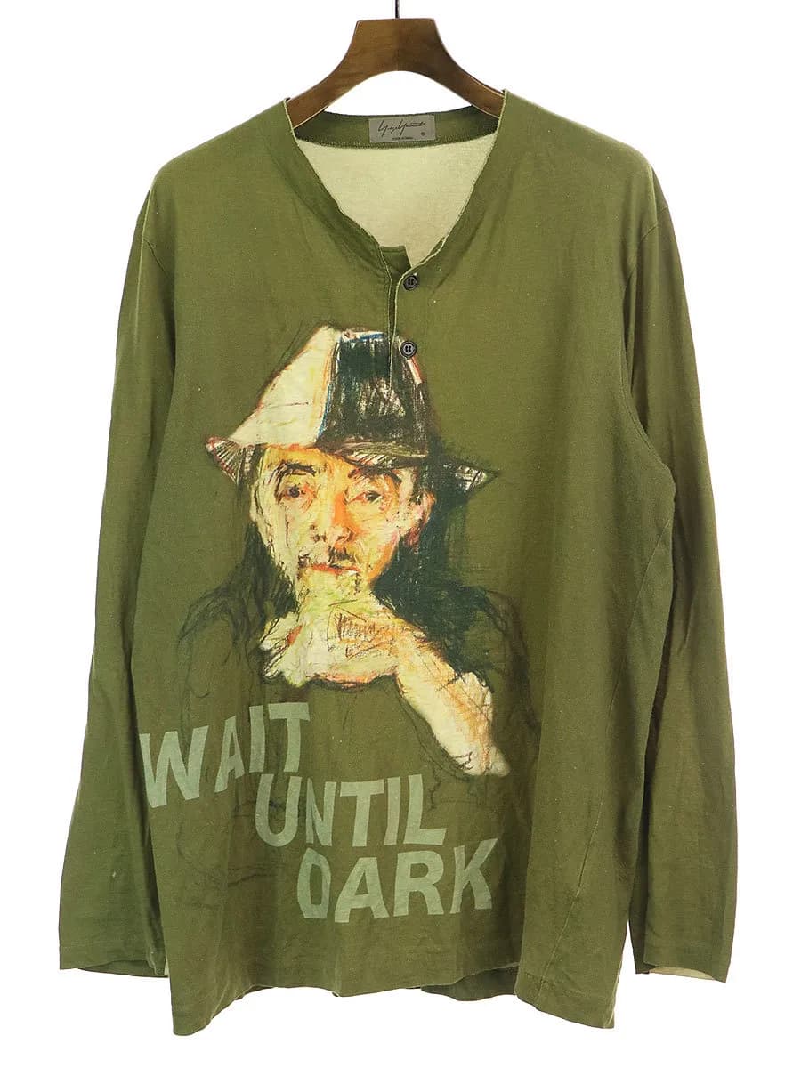 Yohji Yamamoto ヨウジヤマモトプールオム 17SS WAIT UNTIL DARK ヘンリーネックプリントカットソー