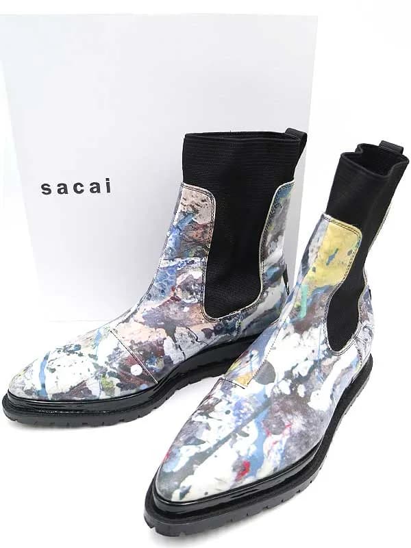 sacai サカイ × ジャクソン ポロック 19AW 総柄プリントブーツ