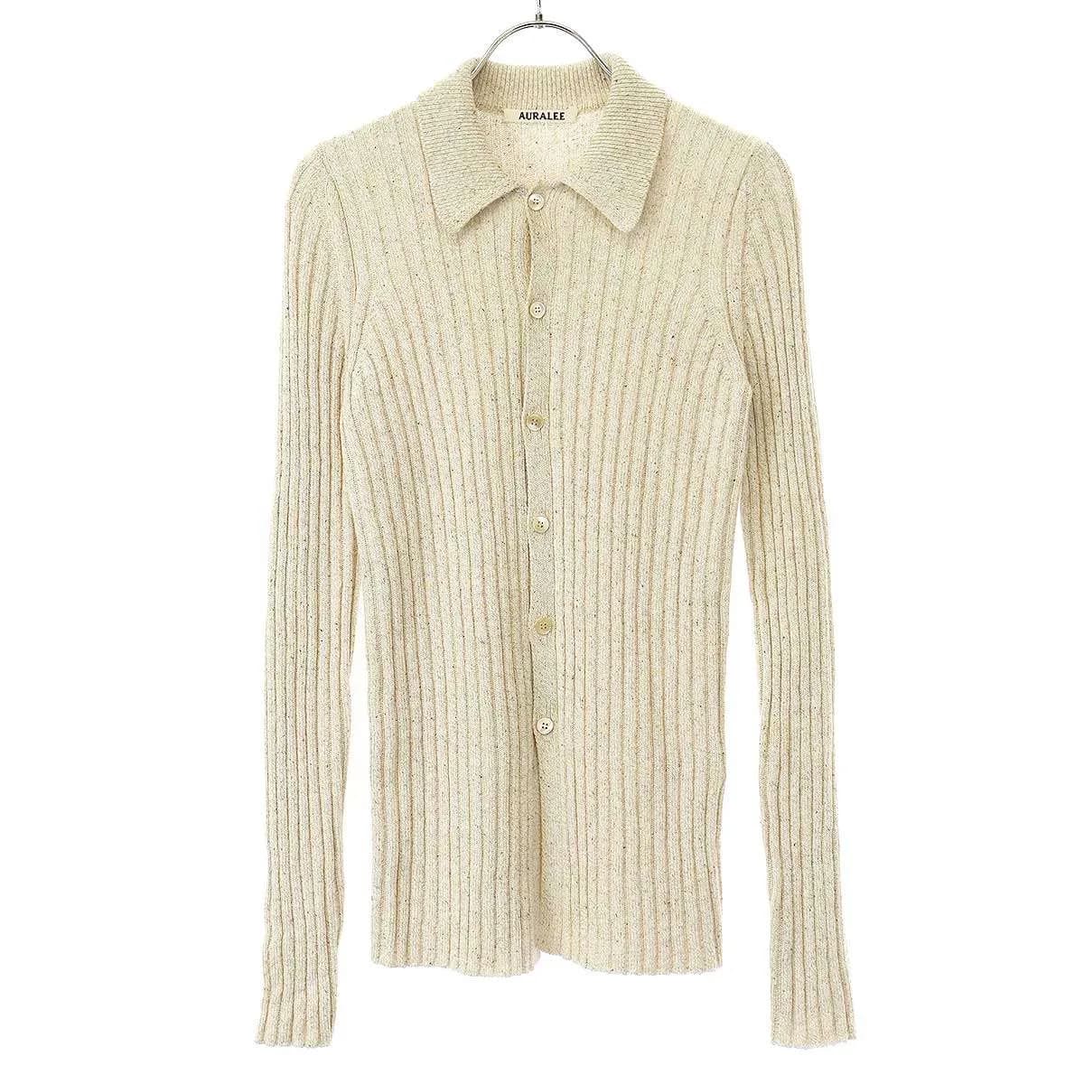 AURALEE オーラリー 25SS SILK COTTON MELANGE RIB KNIT SHIRT CARDIGAN ニットシャツカーディガン A25SC03CO
