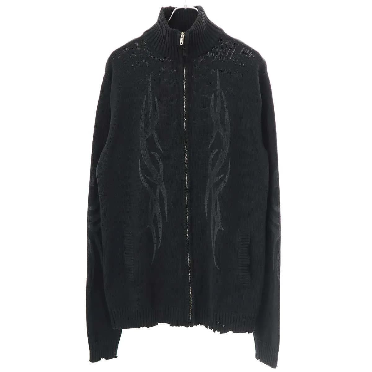 BALENCIAGA バレンシアガ 24AW Y2K Zip-Up Cardigan トライバルダメージ ジップアップカーディガンニット 808489 T3336