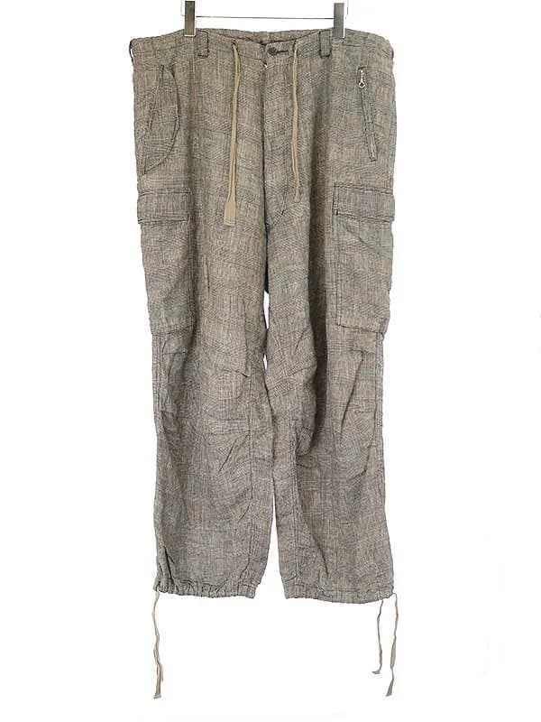 Yohji Yamamoto ヨウジヤマモト プールオム 10SS グレンチェックリネンカーゴパンツ