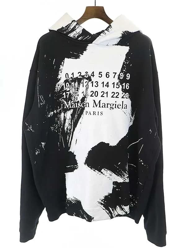 Maison Margiela メゾンマルジェラ 20AW DIAGONAL PAINT EFFECT HOODIE ロゴペイントスウェットパーカー