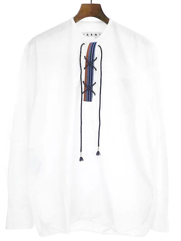 MARNI マルニ 19SS ストライプレースアップカラーシャツ