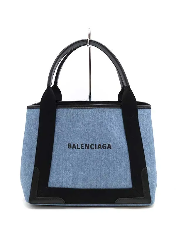 BALENCIAGA バレンシアガ カバス S ロゴ デニムPVCトートバッグ