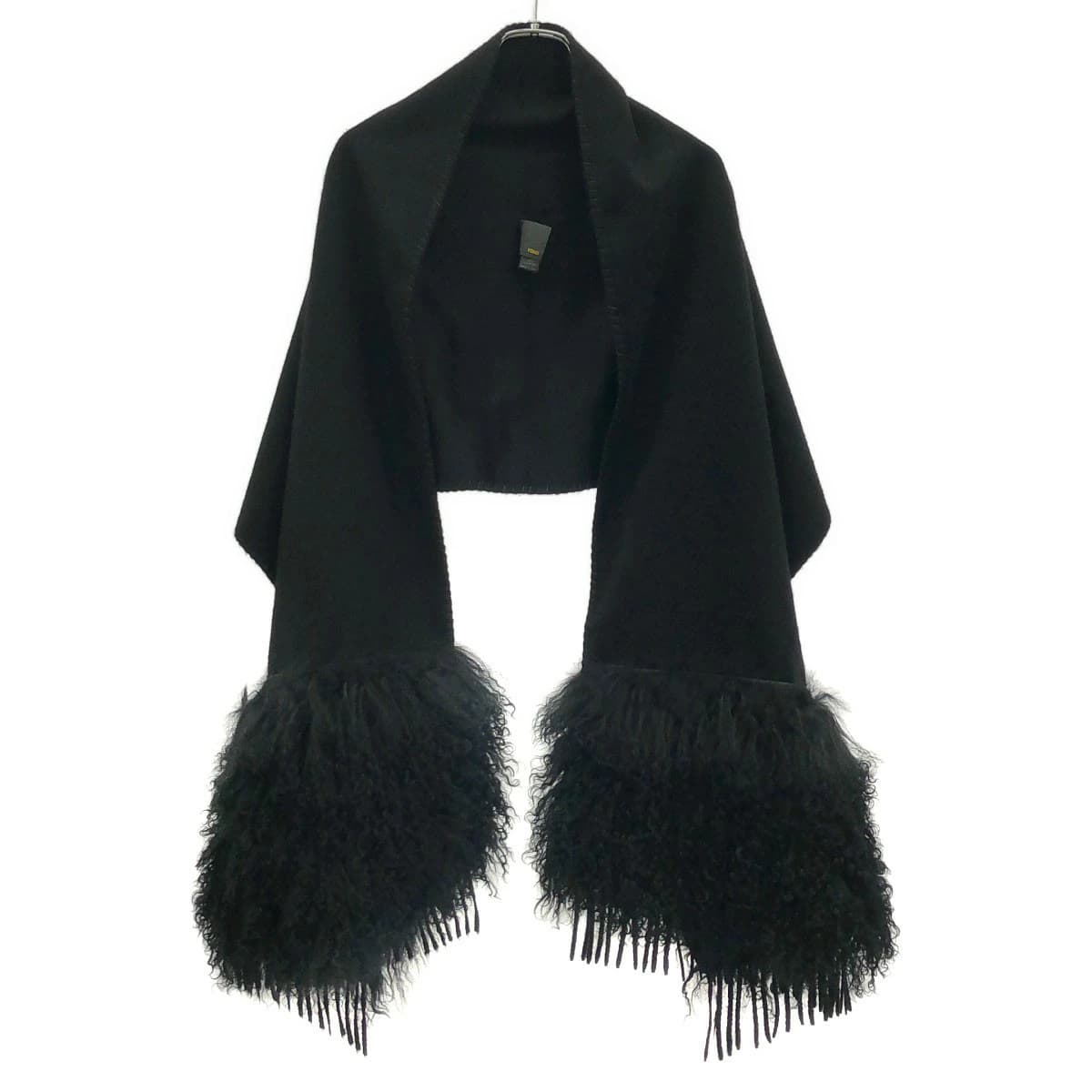 FENDI フェンディ ファーフリンジカシミヤストール