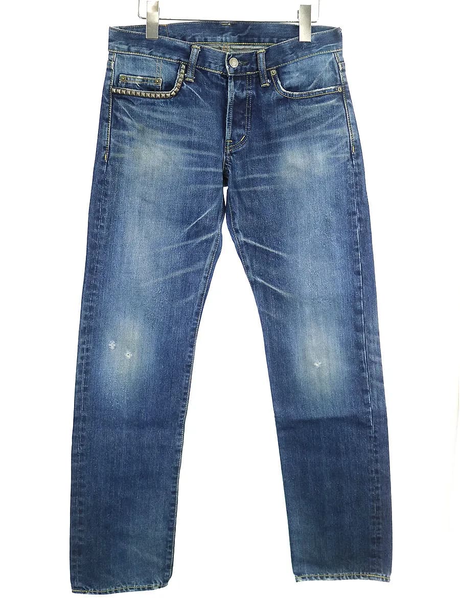 HYSTERIC GLAMOUR ヒステリックグラマー スタッズ装飾デニムストレートパンツ