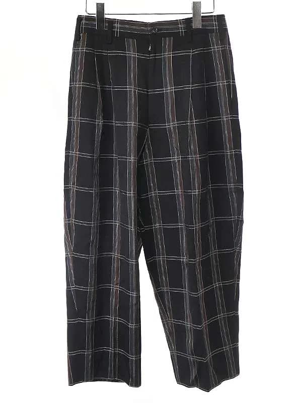 Yohji Yamamoto ヨウジヤマモト プールオム 1999AW ジプシー期 チェック柄ウールワイドパンツ