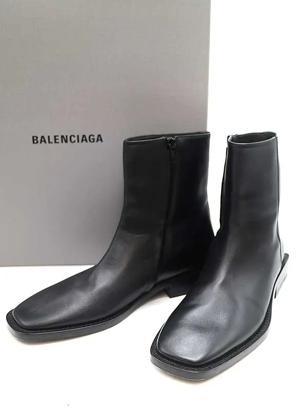 BALENCIAGA バレンシアガ BB LOGO SIDEZIP BOOTS サイドジップスクエアトゥブーツ