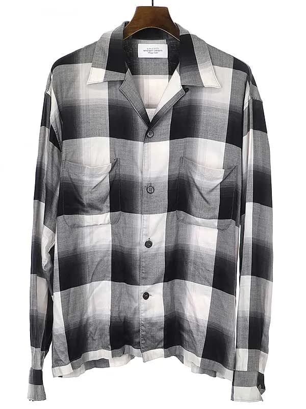 UNUSED アンユーズド×シュガーヒル 22SS Ombre check open collar shirt チェックシャツ