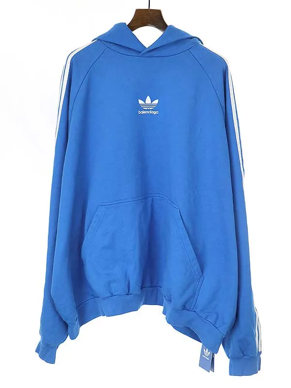BALENCIAGA バレンシアガ アディダス 23SS HOODIE ロゴ刺繍ストライプ ラージフィットパーカー