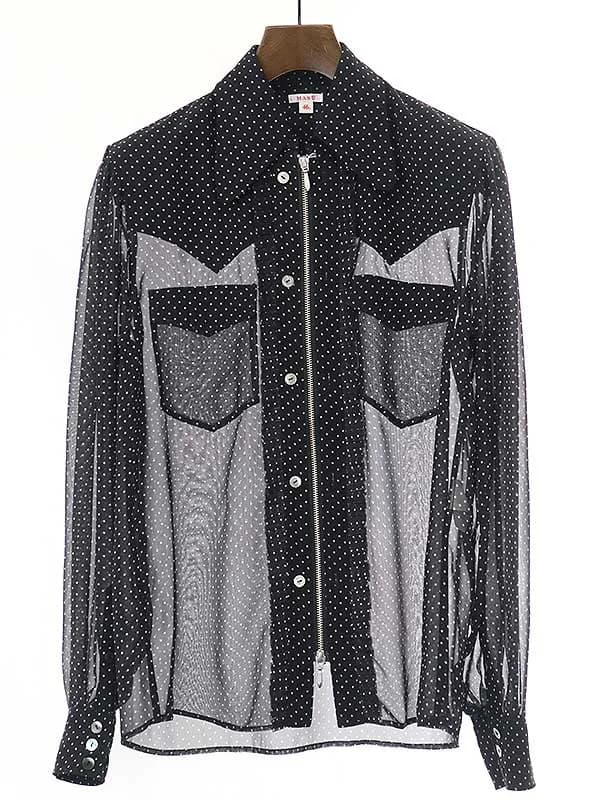 MASU エムエーエスユー 22SS SEE THROUGH WESTERN SHIRT ジップアップドットシャツ