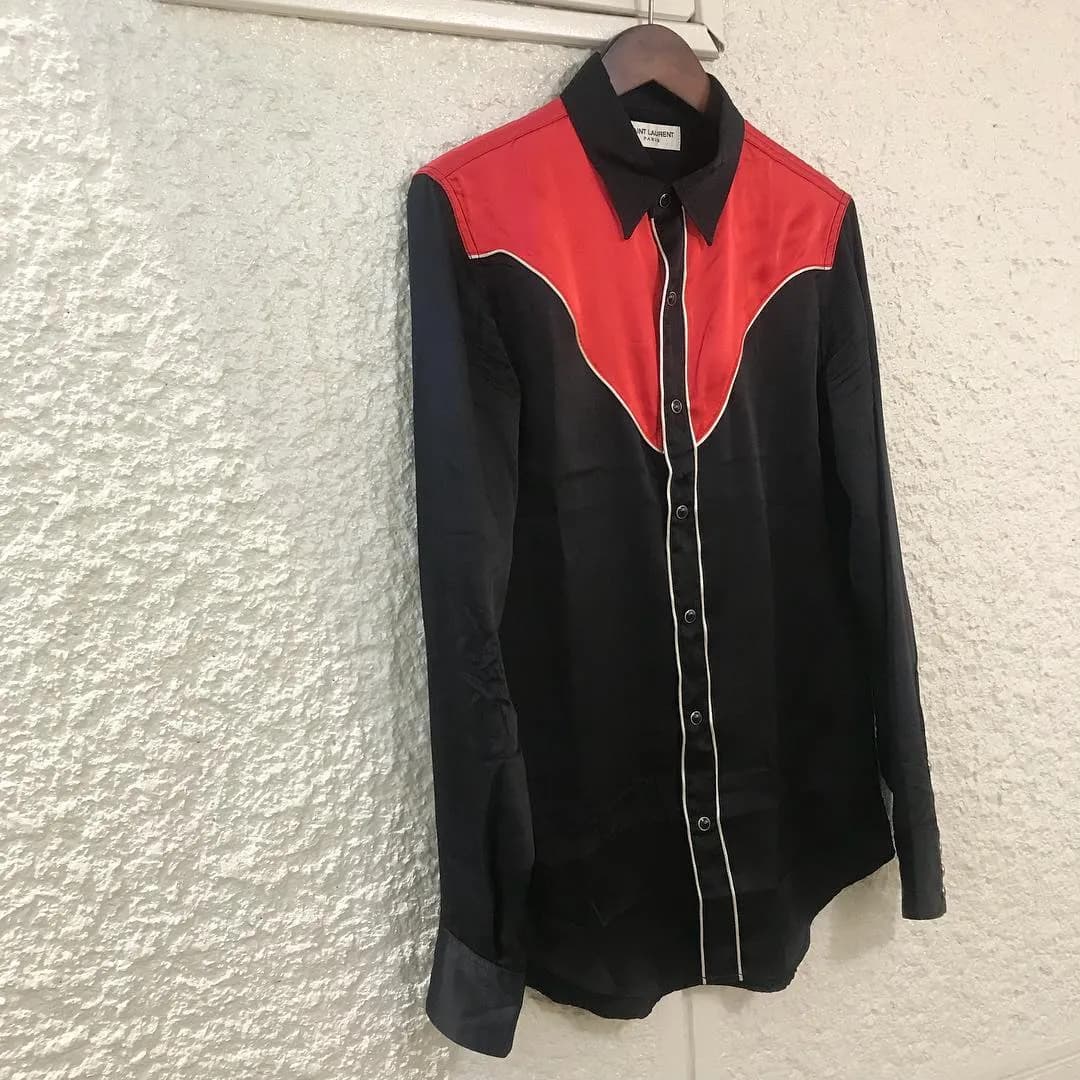 SAINT LAURENT SAINT LAURENT PARIS 16AW LOOK77 Silk western shirt