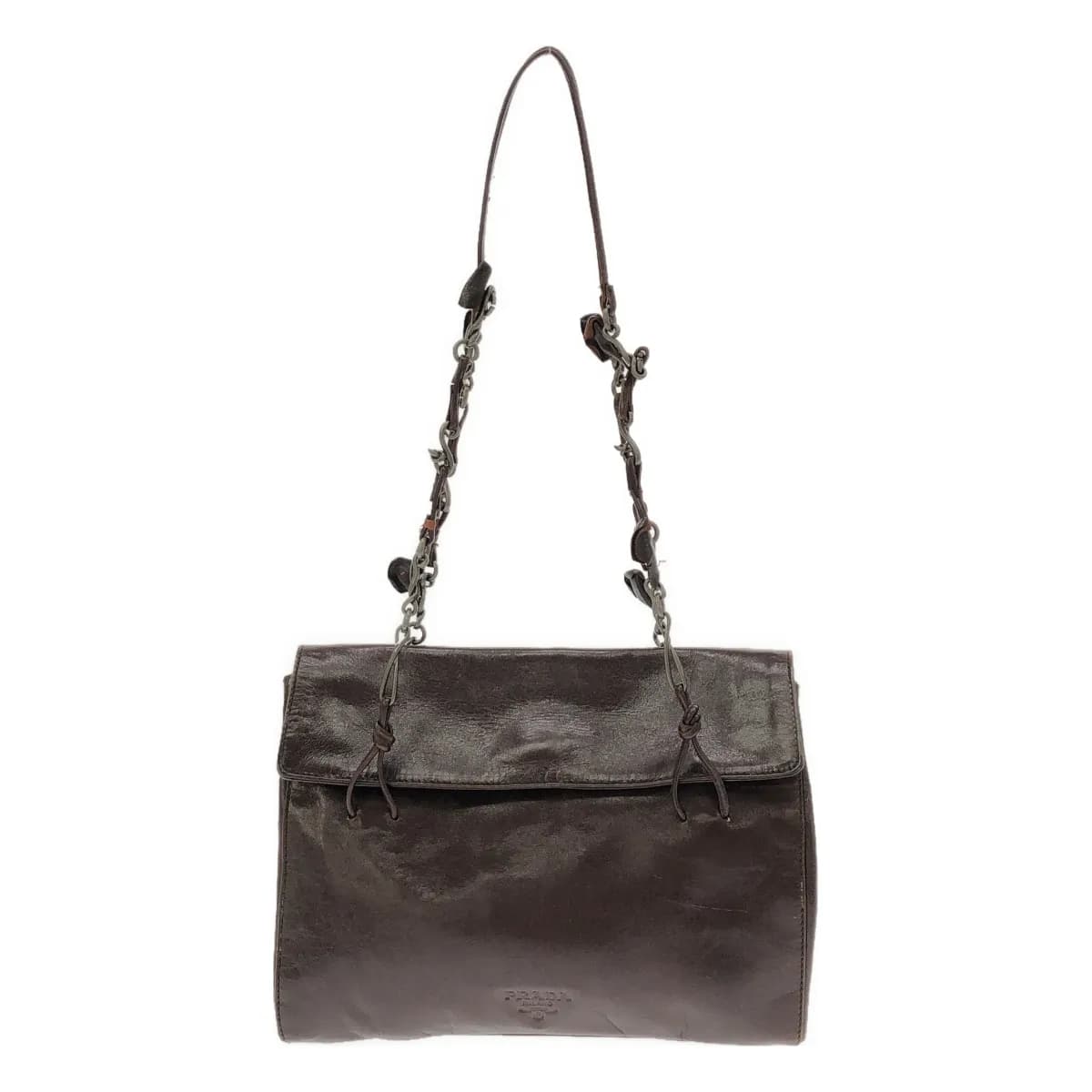 PRADA プラダ チェーンストラップビンテージレザーフラップバッグ