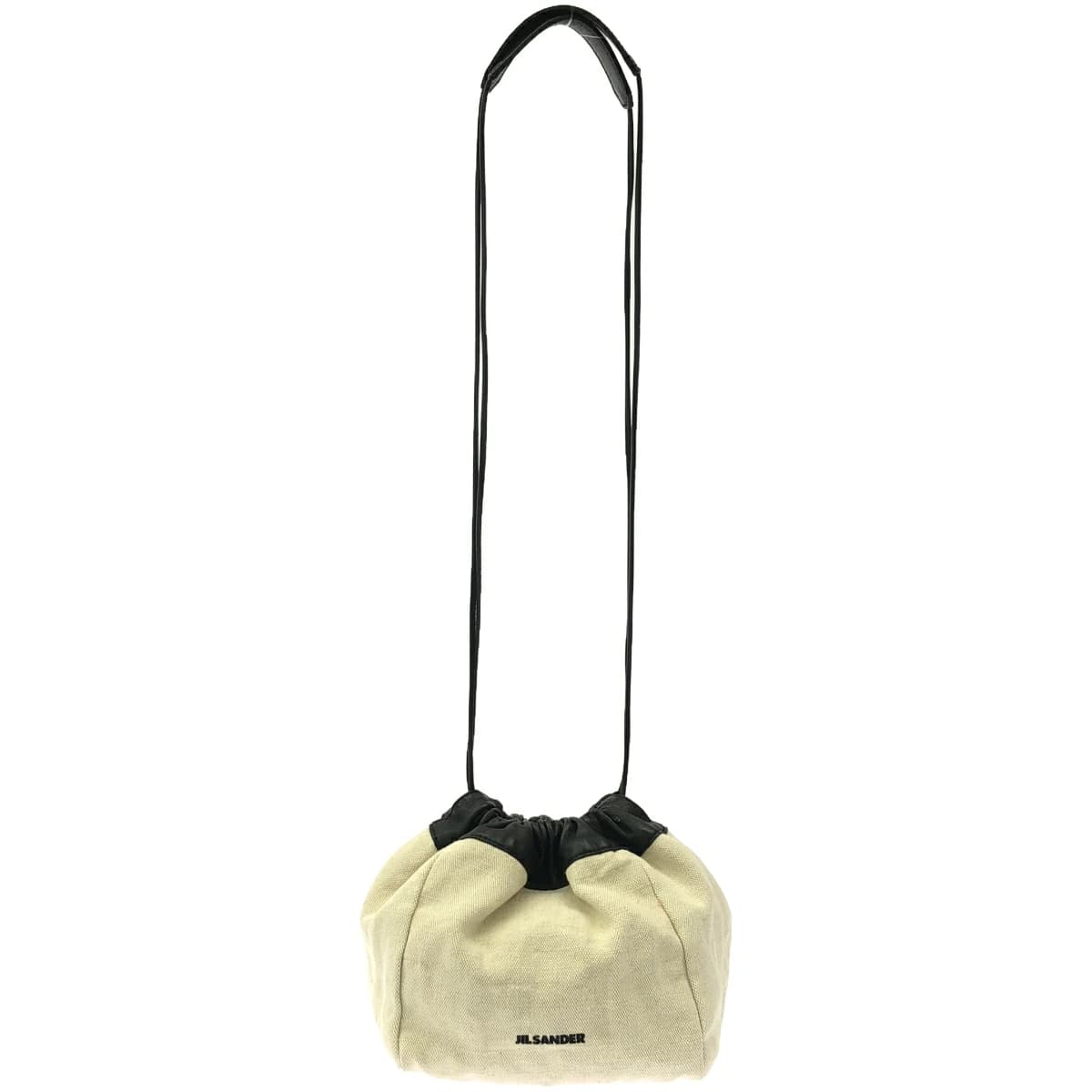 JIL SANDER ジルサンダー Dumpling レザーコンビキャンバスドローストリングバッグ