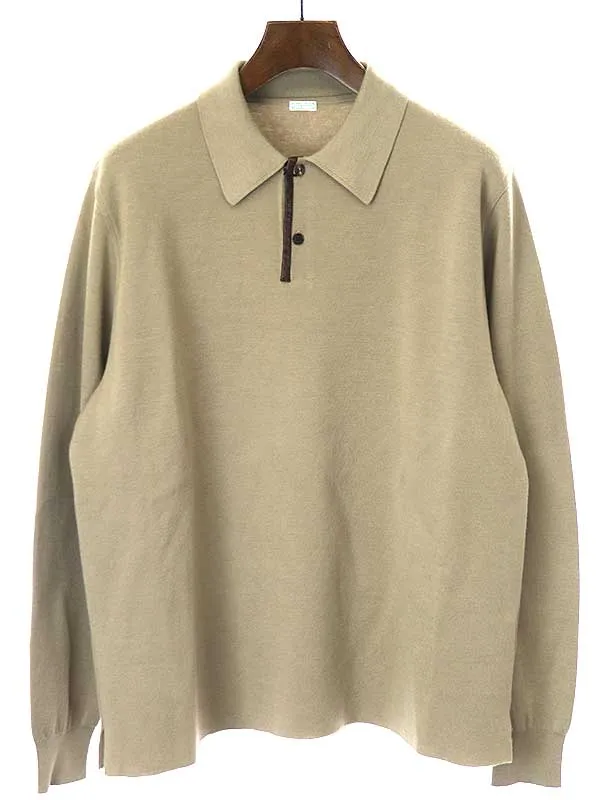 A.PRESSE ア プレッセ 22AW Cashmere Knit L/S Polo レザーパイピングカシミヤニットポロシャツ