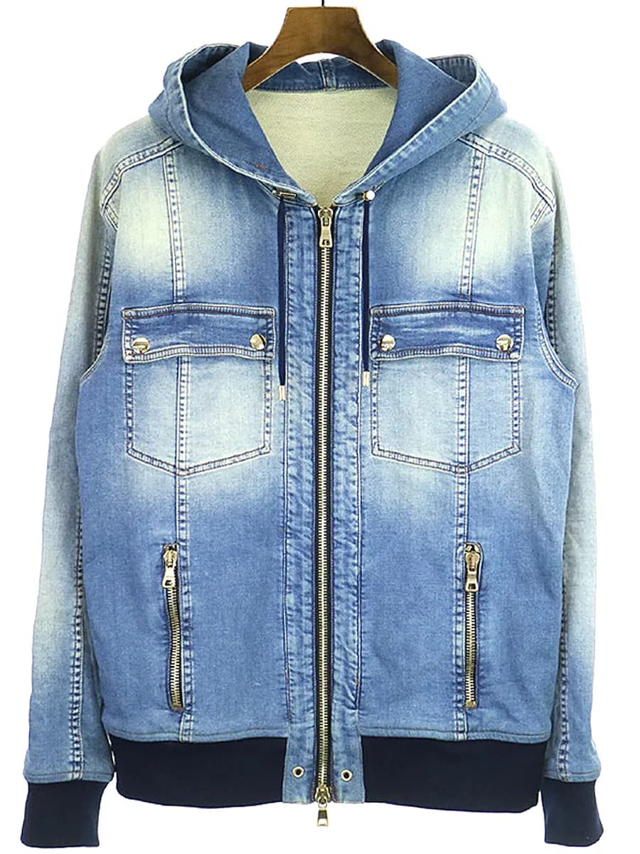 BALMAIN HOMME バルマン オム 17SS ジップアップデニムパーカー