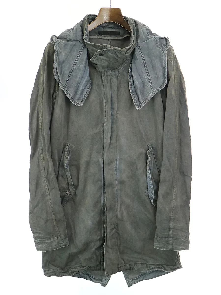 JULIUS ユリウス 11SS 8oz ウォッシュ加工コットンデニムモッズコート