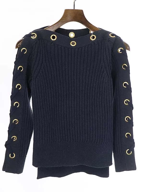 ALEXANDER McQUEEN アレキサンダーマックイーン 20SS アイレットレースアップリブニットセーター