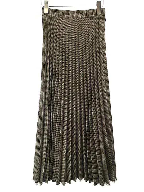 FUMIE TANAKA フミエタナカ 20AW old pleats skirt ハウンドトゥース柄プリーツスカート