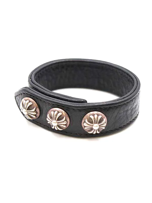 CHROME HEARTS クロムハーツ 3ボタン2スナップレザーブレスレット