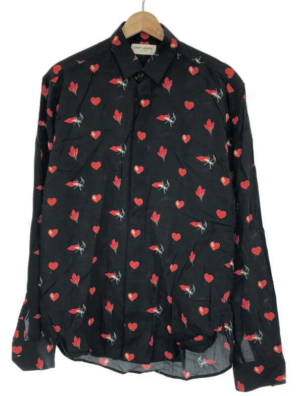 SAINT LAURENT サンローラン パリ 17AW ノースモーキングハート レーヨンドレスシャツ