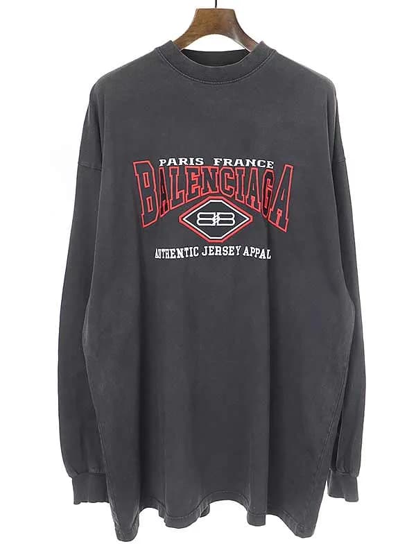 BALENCIAGA バレンシアガ 22AW USED加工ロゴ刺繍オーバーサイズカットソー
