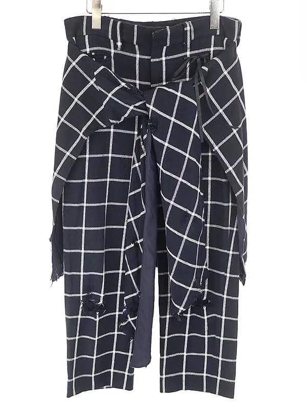 Midorikawa ミドリカワ 21SS ダメージ加工チェックラップパンツ