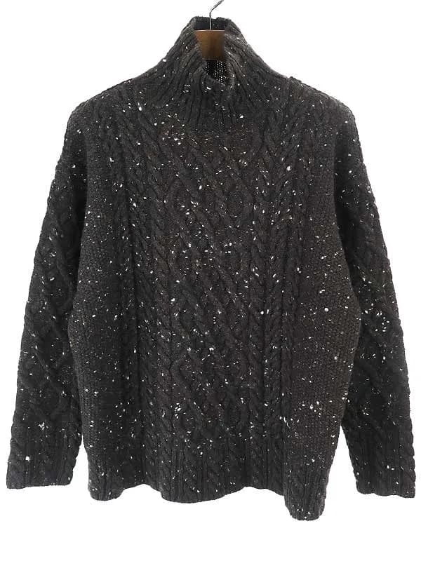AURALEE オーラリー 21AW WOOL BABY ALPACA NEPPED CABLE KNIT TURTLE NECK P/O ウールアルパカケーブルニットセーターニット