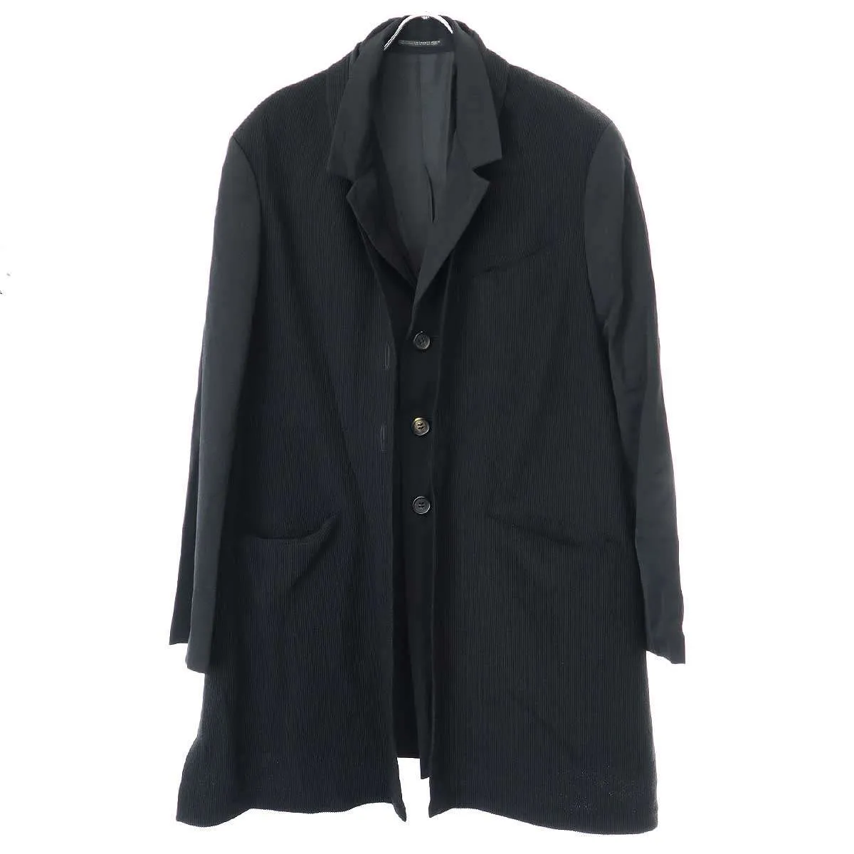 Yohji Yamamoto ヨウジヤマモト プールオム 1996AW 重ね生地 ウールレイヤードデザインロングジャケット コート