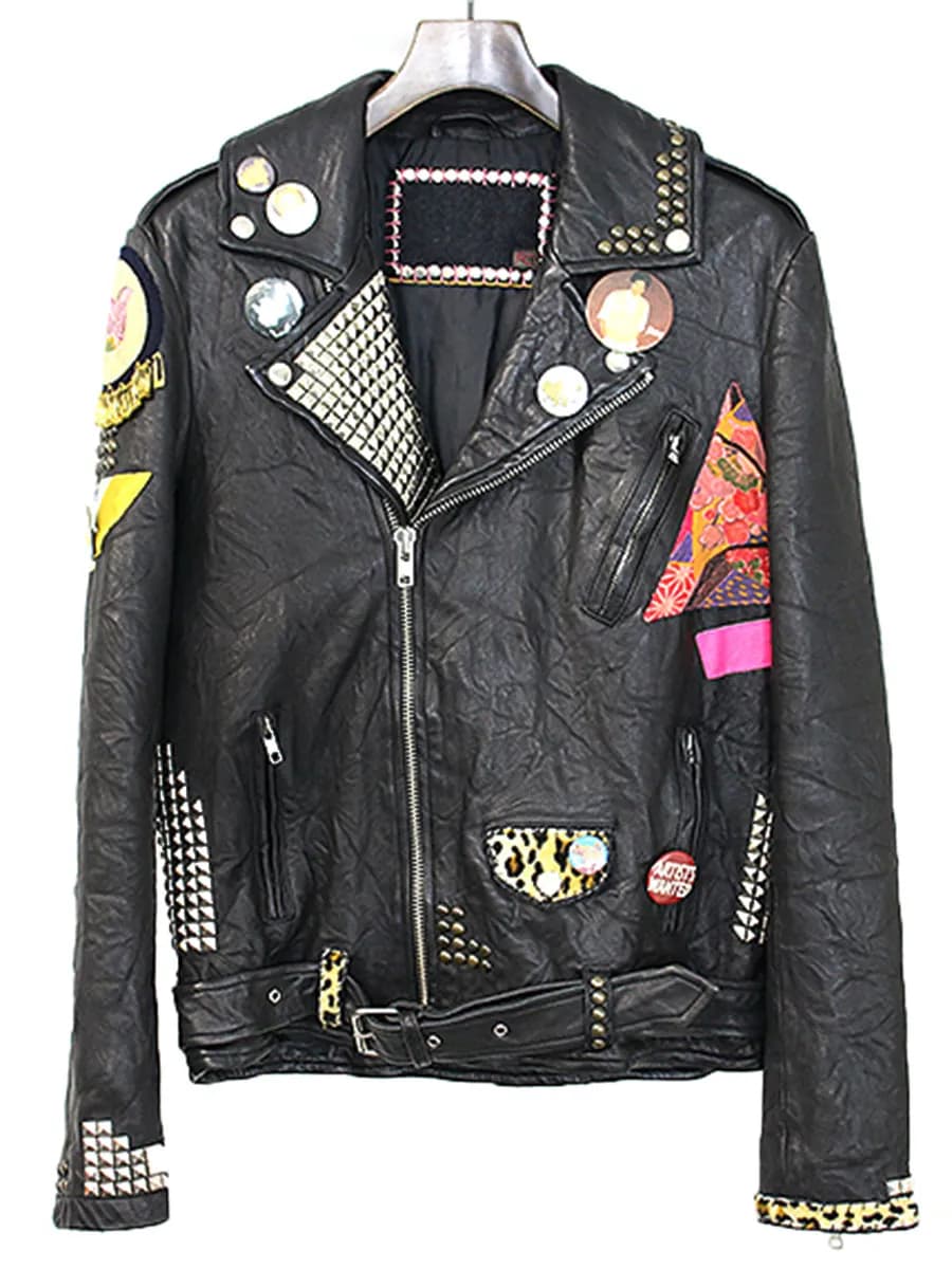 FREE CITY フリーシティ 18AW MOTORCYCLE LEATHER JACKET スタッズバッジダブルレザーライダースジャケット