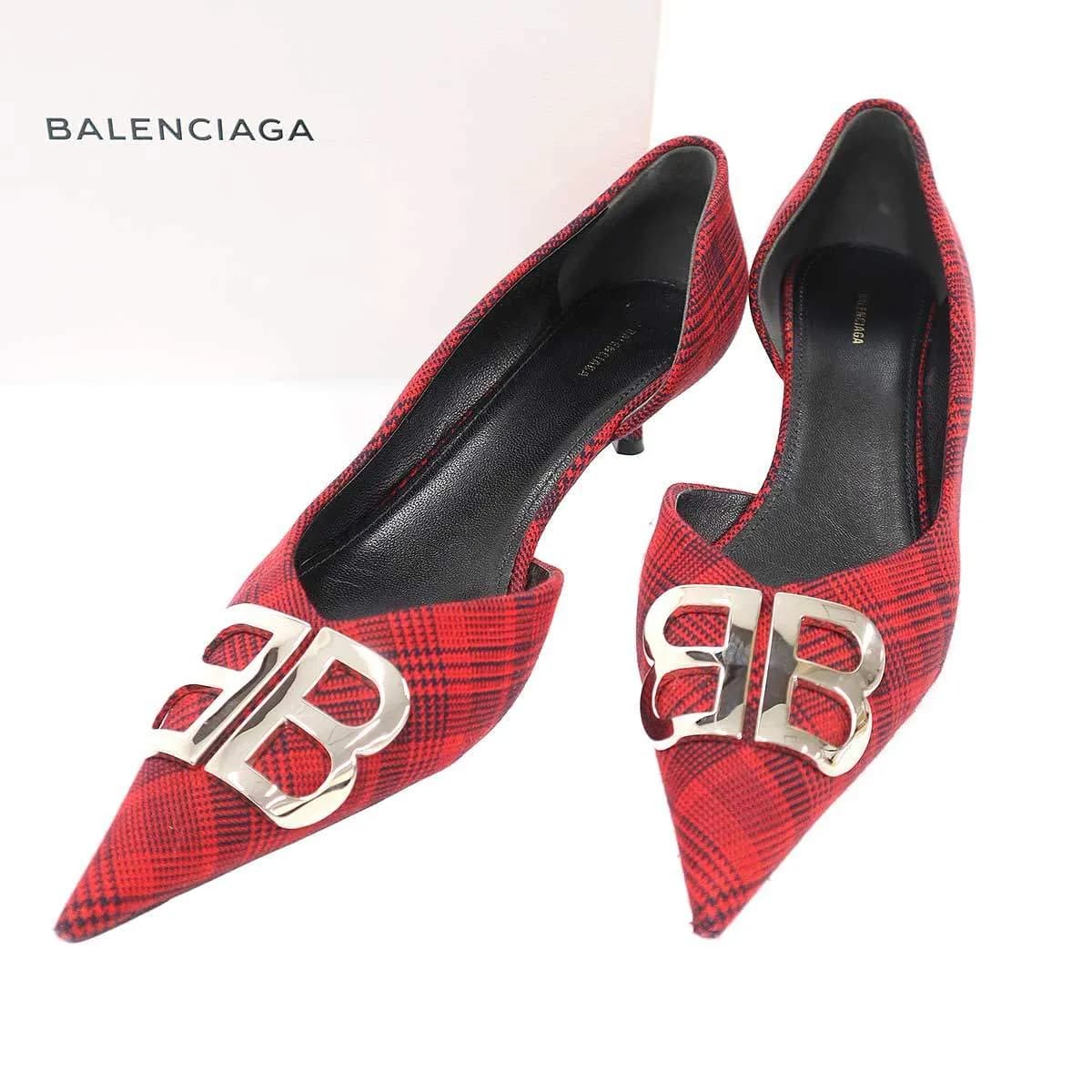 BALENCIAGA バレンシアガ チェックフラットパンプス 548867