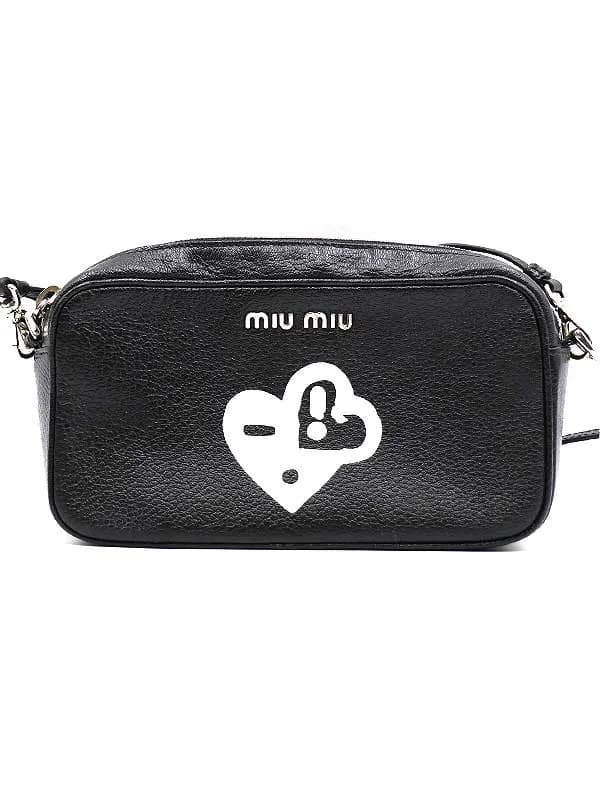 miu miu ミュウミュウ ポーチカードケース付き レザーミニショルダーバッグ