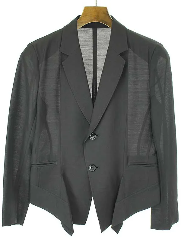 Yohji Yamamoto ヨウジヤマモト プリュスノアール シルク混2Bテーラードジャケット