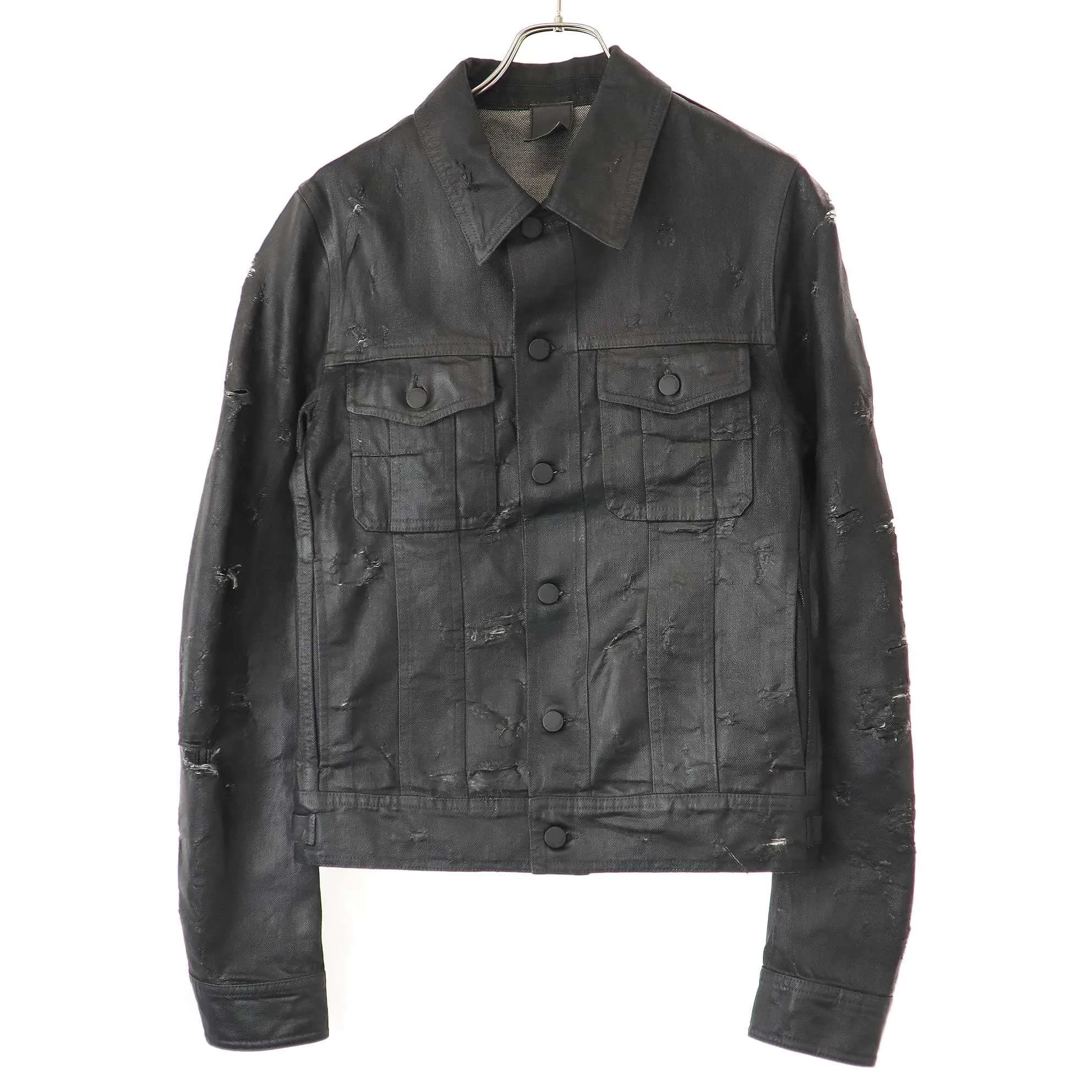 Dior HOMME ディオールオム 2004SS Strip デストロイコーティングデニムジャケット