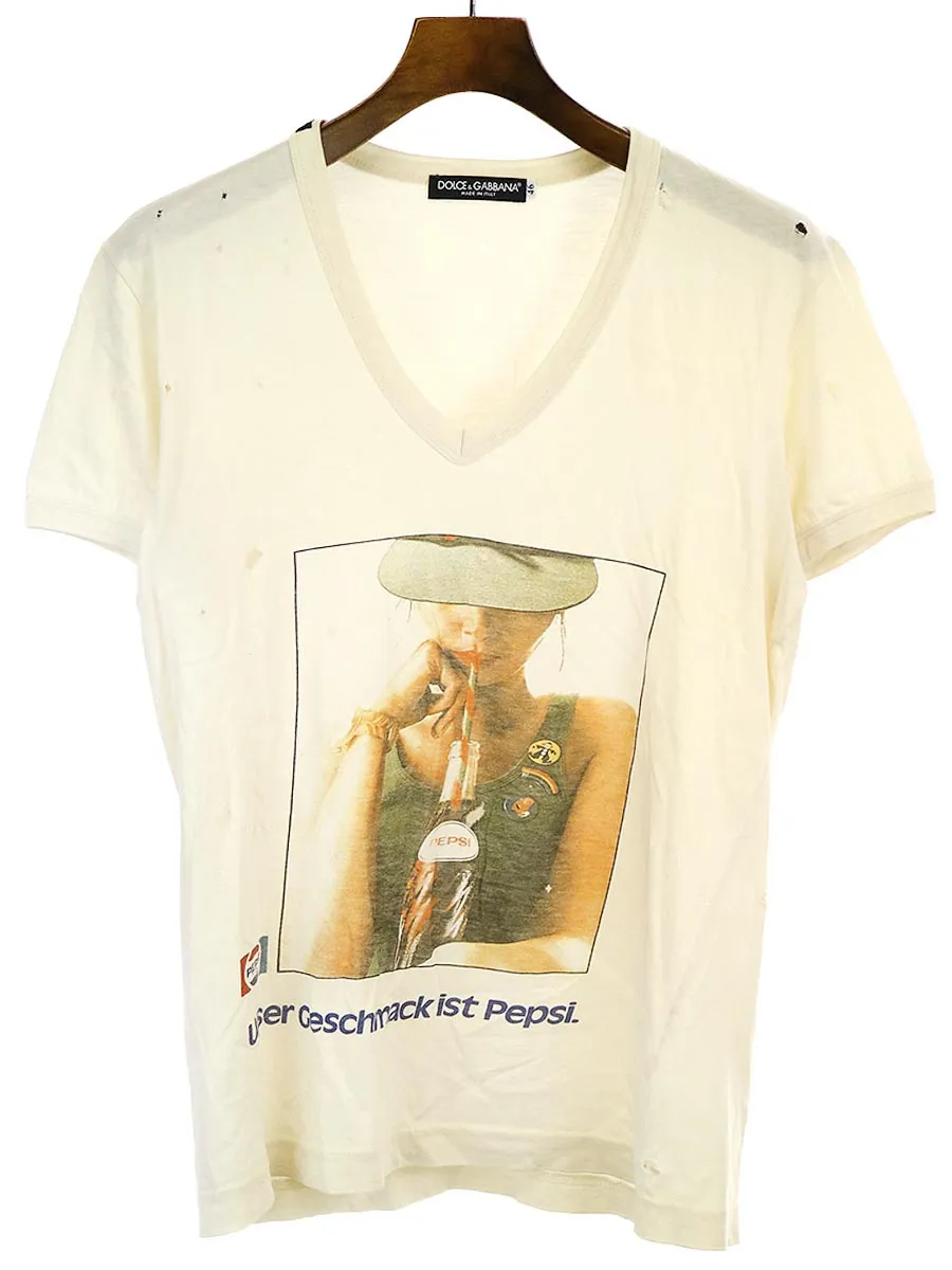 DOLCE&GABBANA ドルチェ&ガッバーナ ダメージ加工ペプシフォトプリントTシャツ