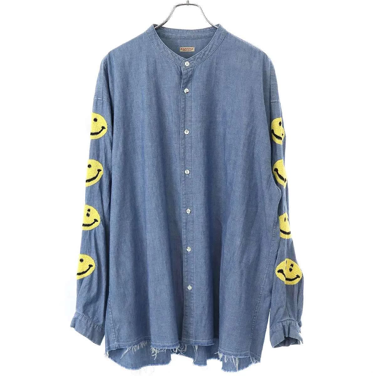 KAPITAL キャピタル 20SS HAPPYS Chambray Work Shirt バンドカラーシャンブレーシャツ EK-896