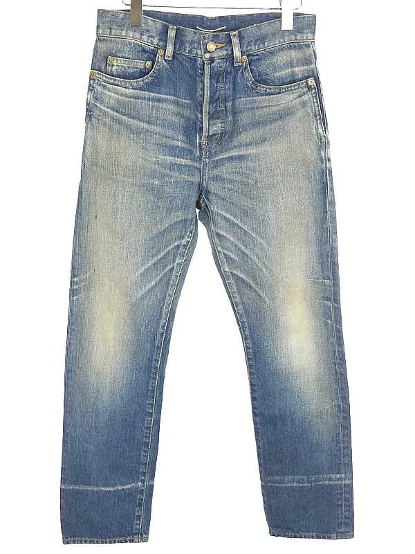 SAINT LAURENT サンローラン パリ 20AW STRAIGHT-CUT JEANS ユーズド加工デニムパンツ