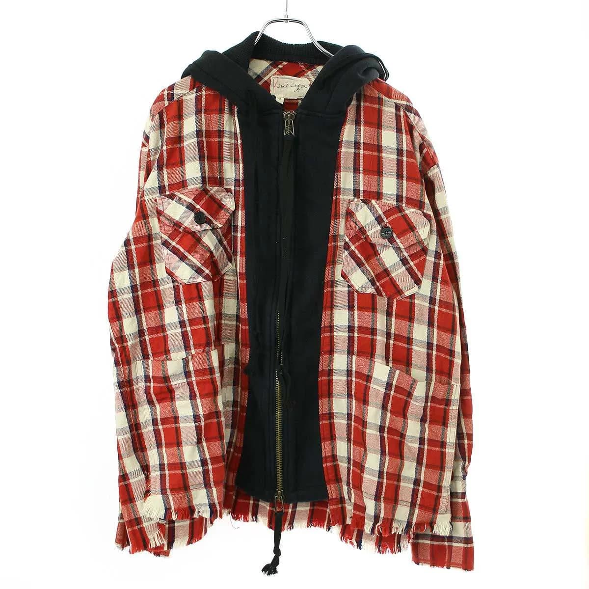 Greg Lauren グレッグ ローレン CHERRY HOODIE FRONT BOXY フードドッキングチェックシャツ
