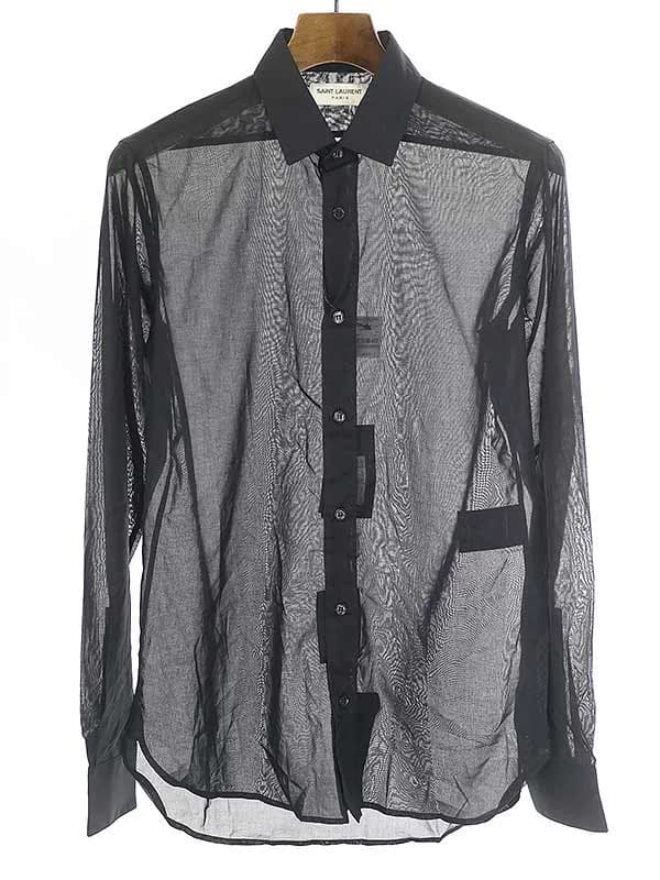 SAINT LAURENT サンローラン パリ 14SS シアーコットンレギュラーカラーシャツ