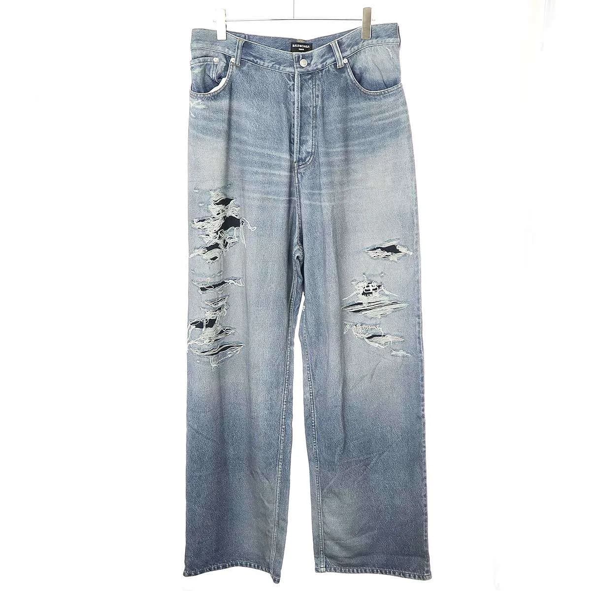 BALENCIAGA バレンシアガ 21AW Trompe L Oeil Jeans トロンプルイユ ワイドスウェットパンツ