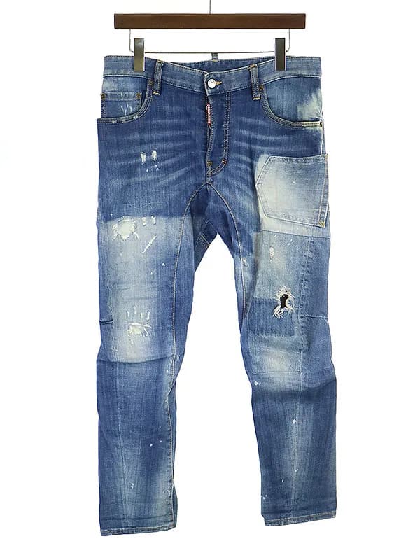DSQUARED2 ディースクエアード 18SS TIDY BIKER JEAN クラッシュリペアストレッチデニムパンツ