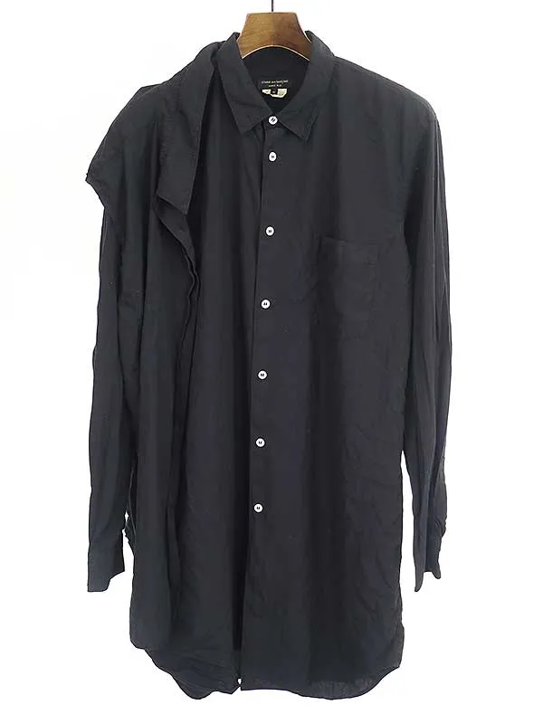 COMME des GARCONS コムデギャルソン オム プリュス 19AW SPUN BROAD GARMENT TREATED SHIRT ドッキングレイヤードシャツ