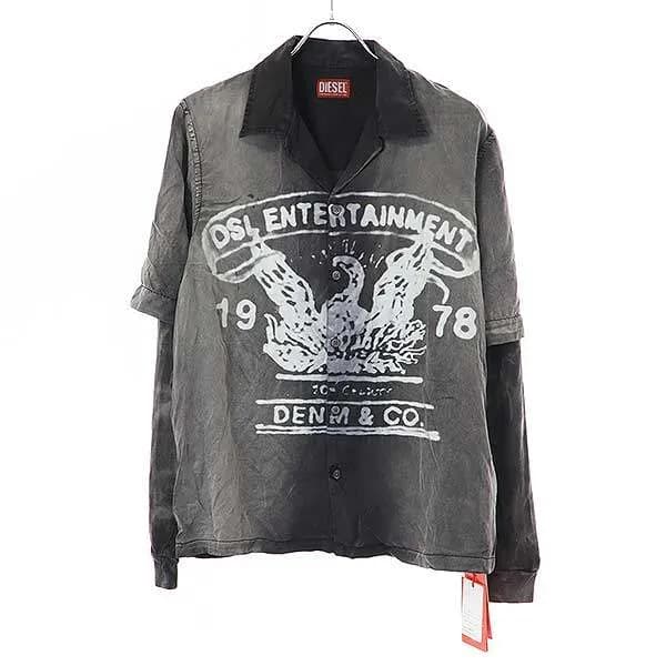 DIESEL ディーゼル 24SS Faded Bowling Shirt With Logo Graphic レイヤードシャツ S-EEKLO