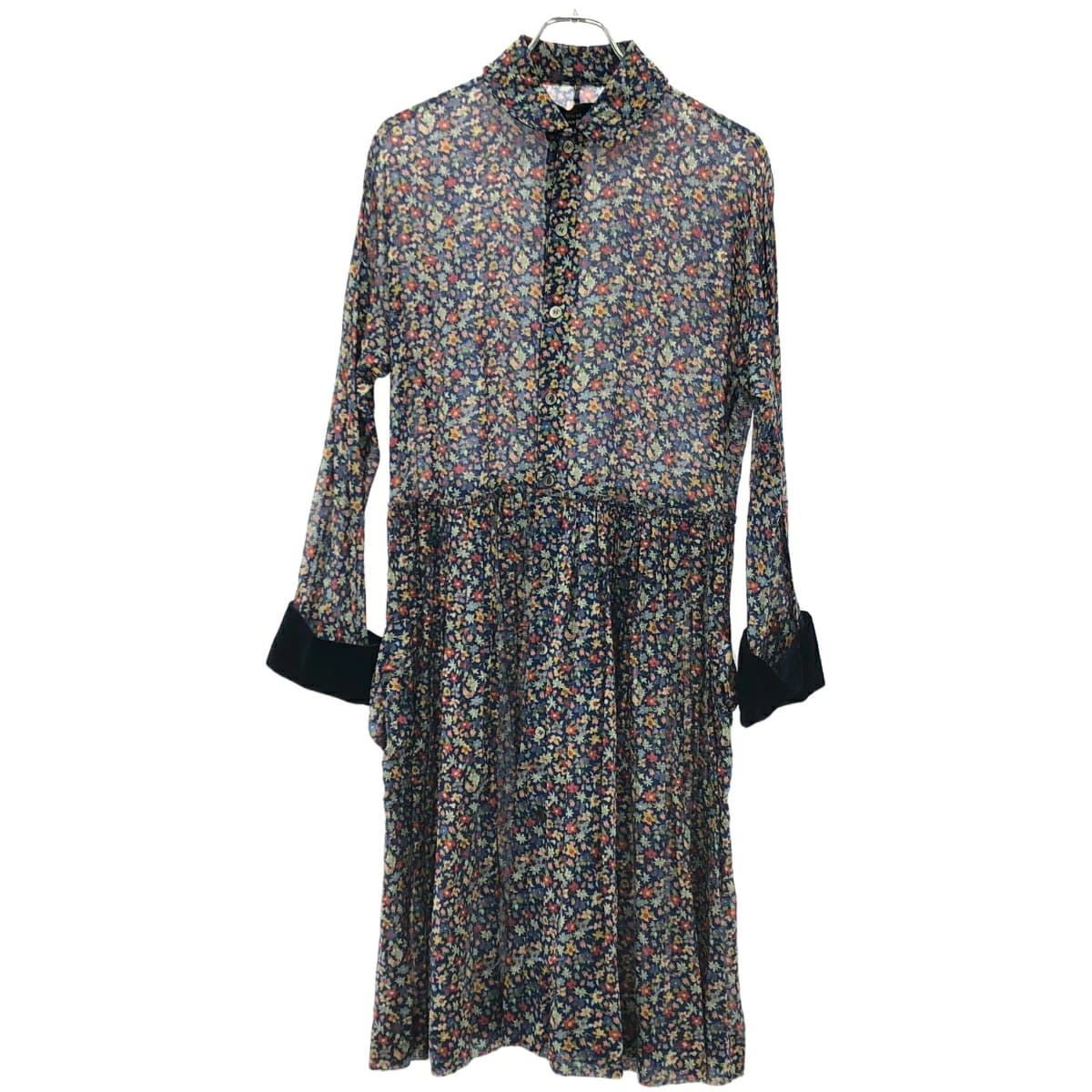 COMME des GARCONS トリココムデギャルソン 2008AW ベルベット切替フラワープリントドレスワンピース
