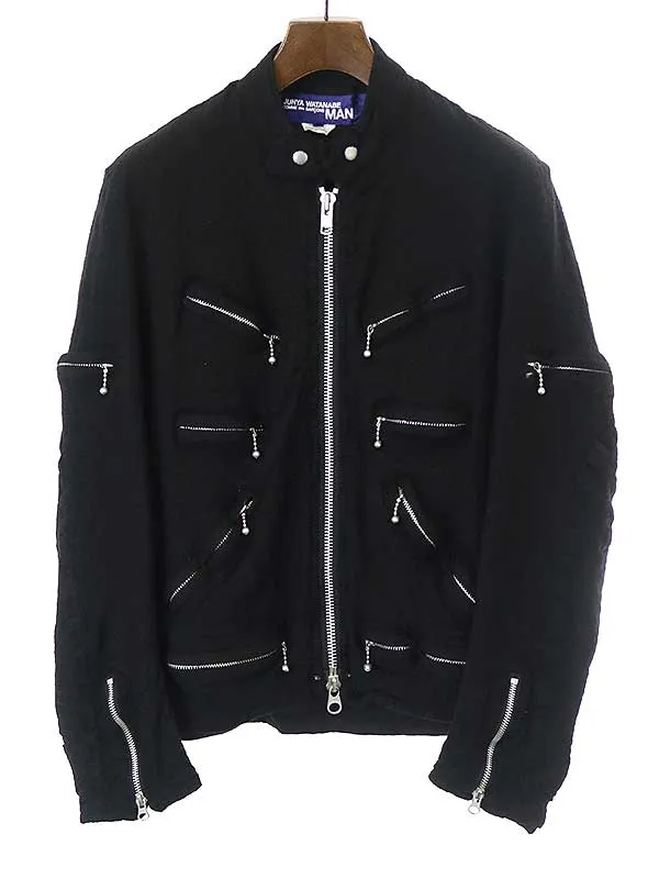 JUNYA WATANABE ジュンヤワタナベコムデギャルソン マン 07AW ウール縮絨 マルチジップライダースジャケット