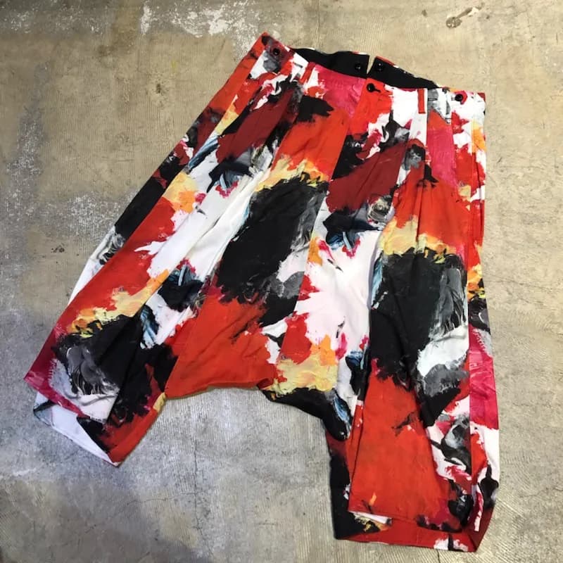 Yohji Yamamoto Yohji Yamamoto POUR HOMME 16SS 朝倉優佳 ペインティングレーヨンサルエルパンツ