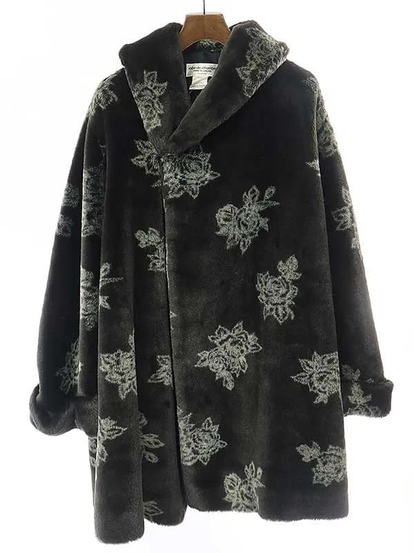 COMME des GARCONS ローブドシャンブル コムデギャルソン SAMPLE 1996AW フラワーデザインロングファーコート