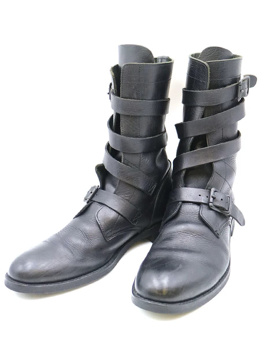 Yohji Yamamoto ヨウジヤマモト プール オム 15SS LOOK18 スパイラルストラップレザーブーツ