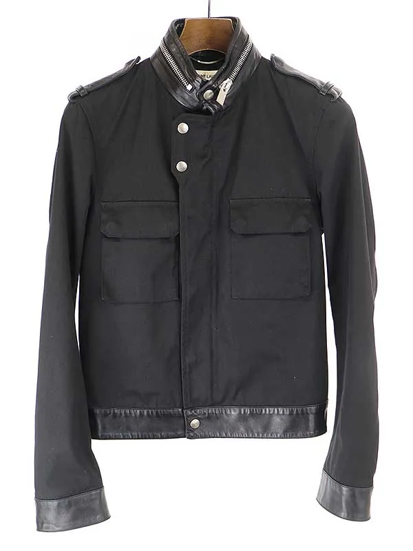 SAINT LAURENT サンローラン パリ 314596 13SS レザー切替コットンブルゾン