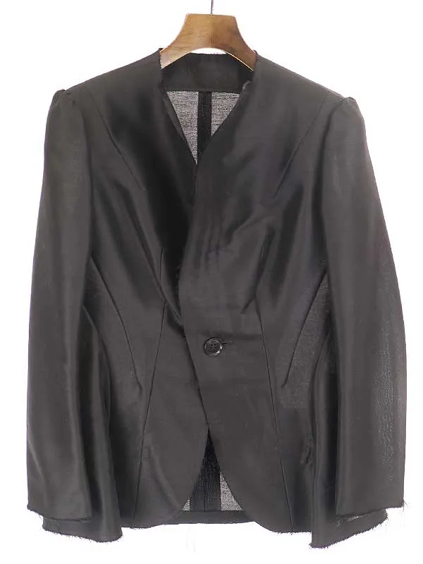 Yohji Yamamoto ヨウジヤマモトファム 03SS モヘヤシルク裁ち切りノーカラジャケット ラップパンツ セットアップ